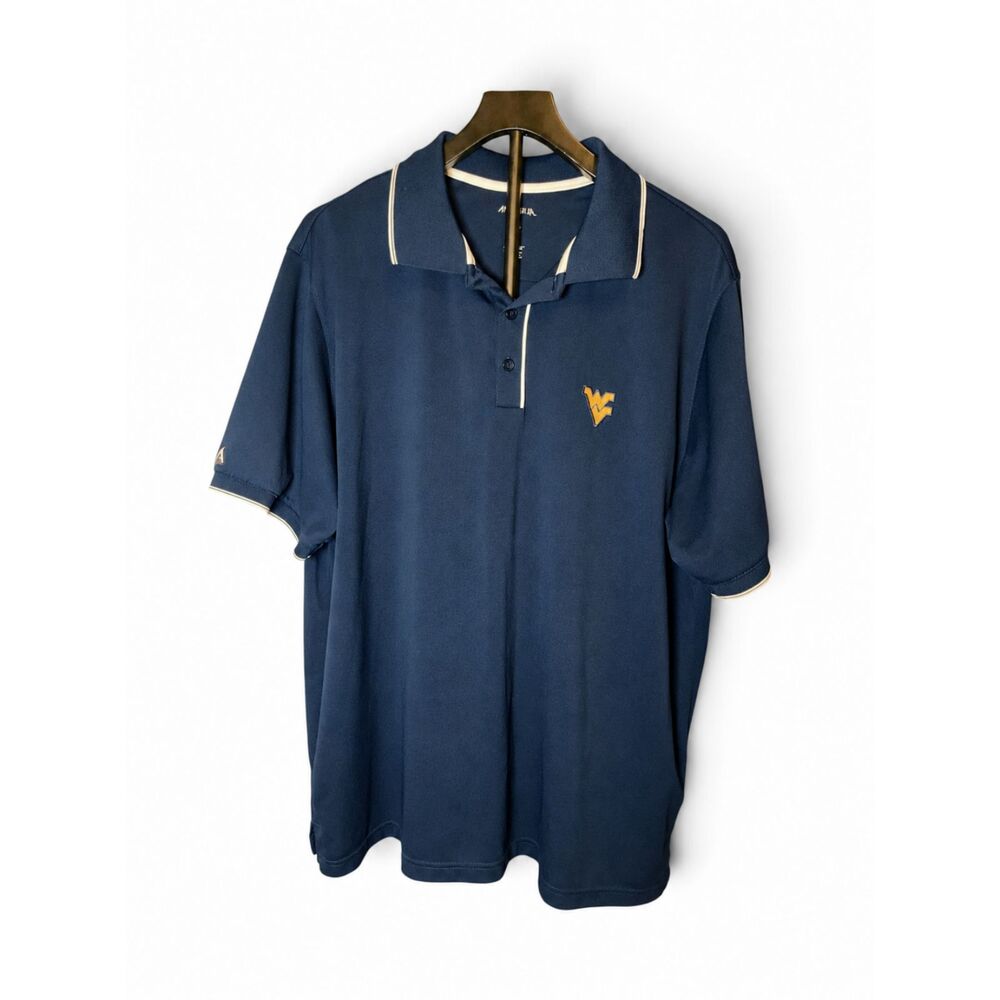 Antigua West Virginia Mountaineers Polo Men XL Navy WVU Embroidered Shirt